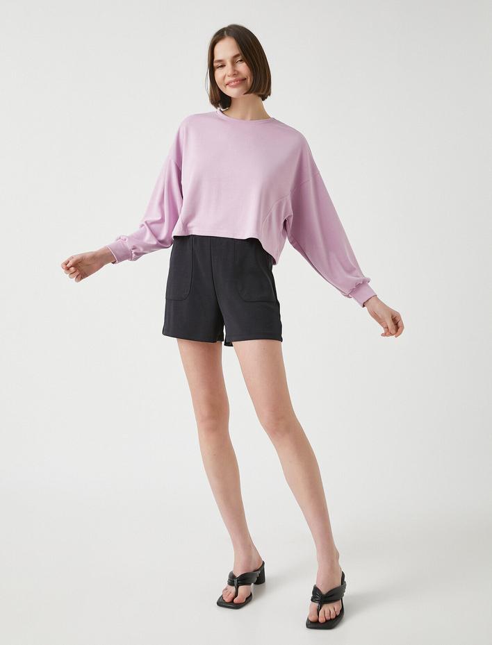  Bisiklet Yaka Uzun Kollu Sweatshirt