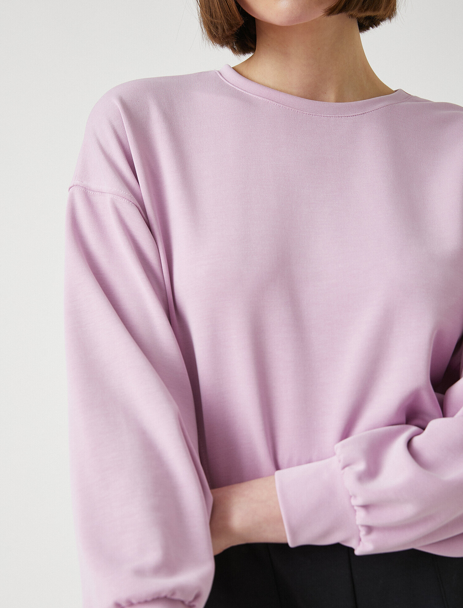   Bisiklet Yaka Uzun Kollu Sweatshirt