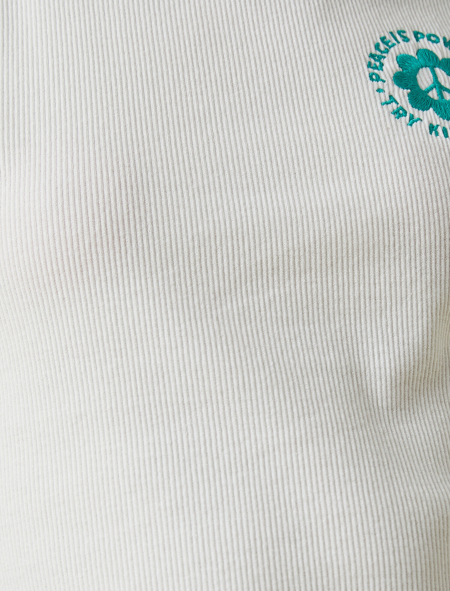   Crop Tişört Bisiklet Yaka Nakışlı