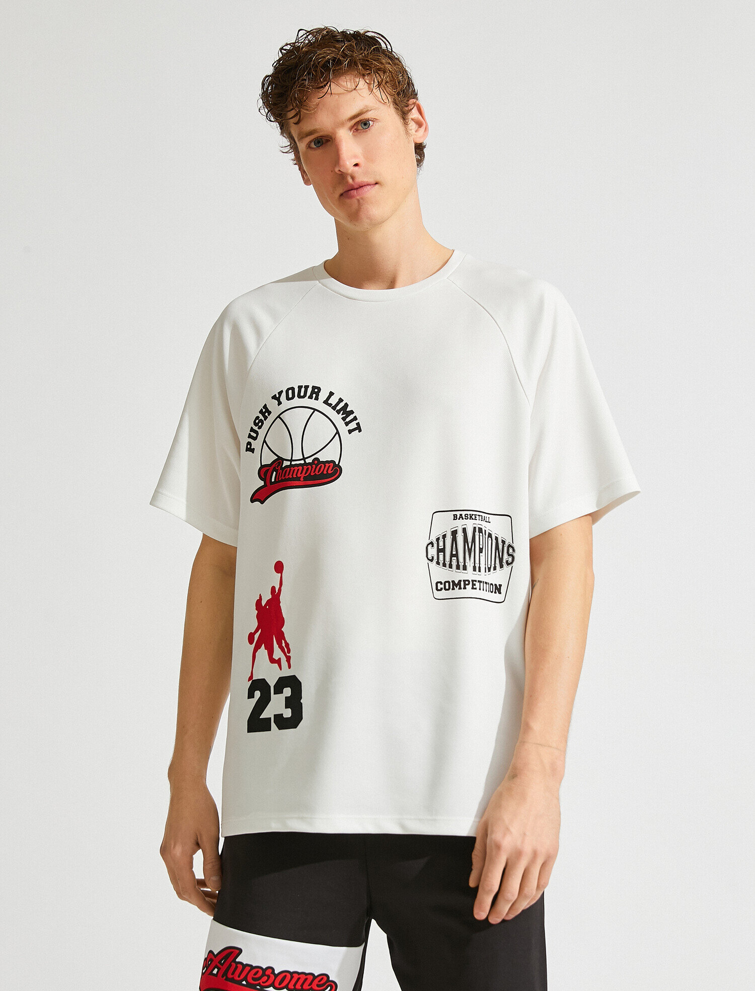   Baskılı Tişört Bisiklet Yaka