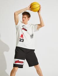 Baskılı Tişört Bisiklet Yaka