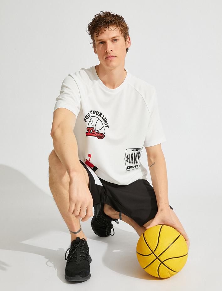  Baskılı Tişört Bisiklet Yaka