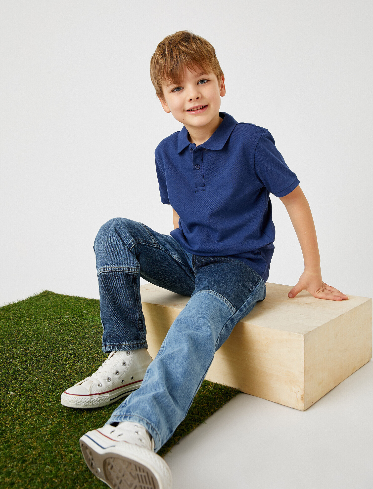  Erkek Çocuk Polo Yaka Tişört Kısa Kollu Pamuklu