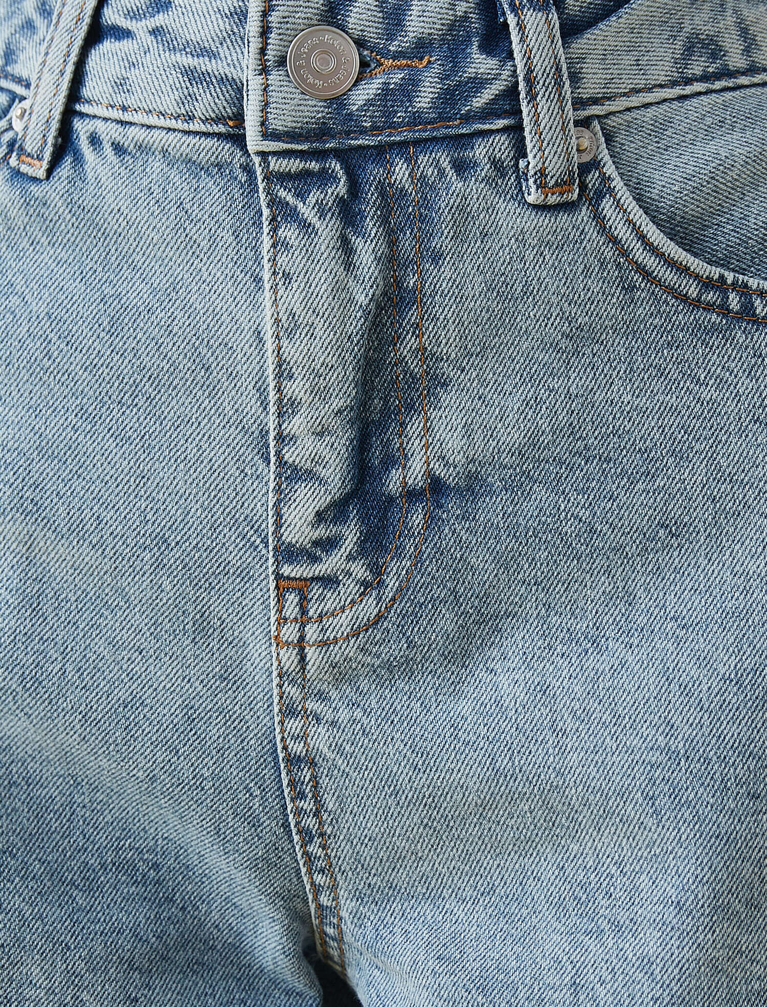   Yüksek Bel Cepli Kot Şort