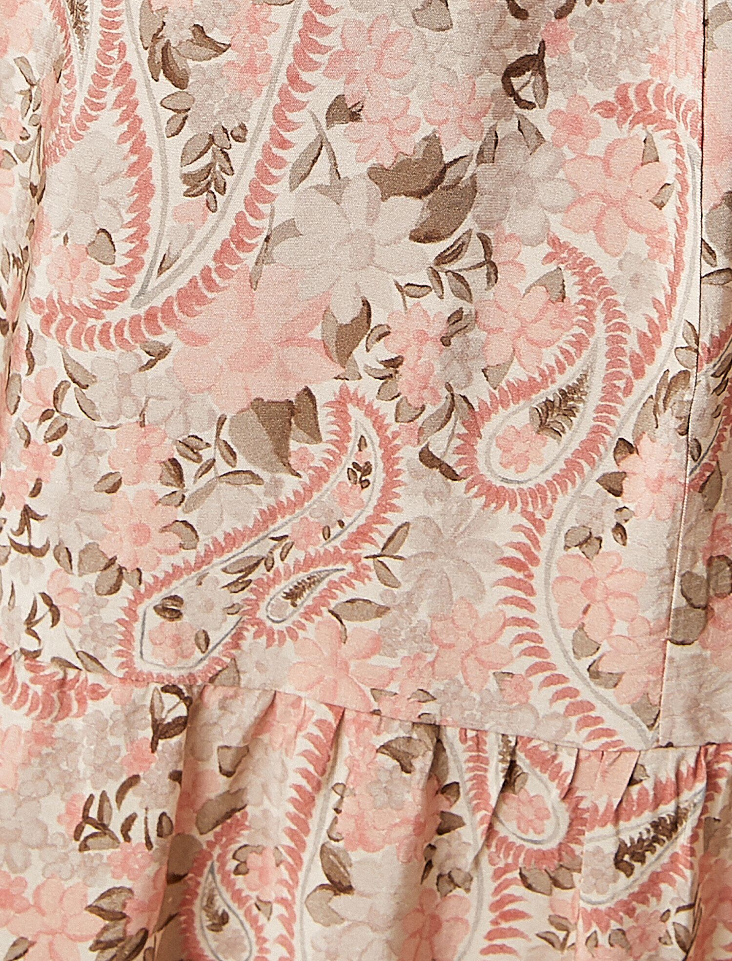   Çiçek Elbise Desenli Balon Kollu Fırfırlı Dik Yaka Uzun