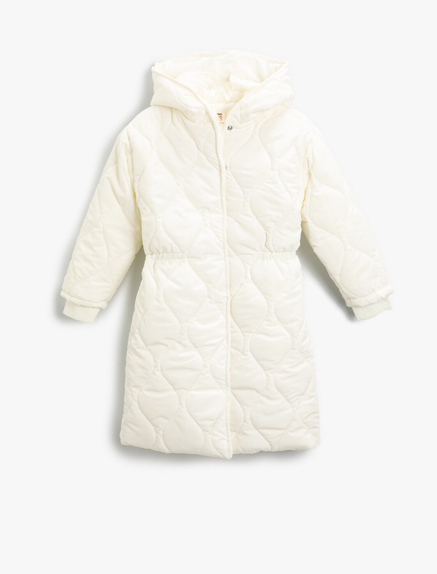  Kız Çocuk Kapitone Kapüşonlu Şişme Uzun Mont Çıtçıtlı