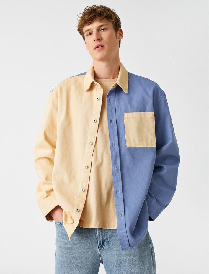  Renk Bloklu Oversize Gömlek