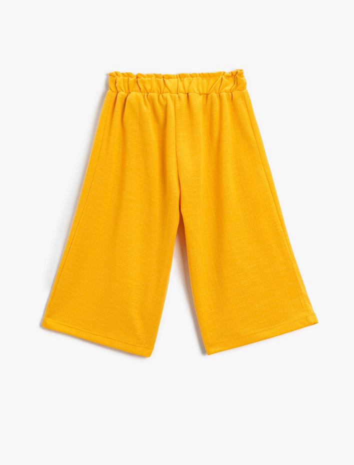 Kız Çocuk Kemer Detaylı Geniş Paça Pantolon