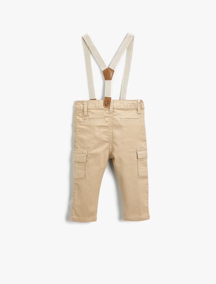 Erkek Bebek Salopet Kumaş Pantolon Pamuklu