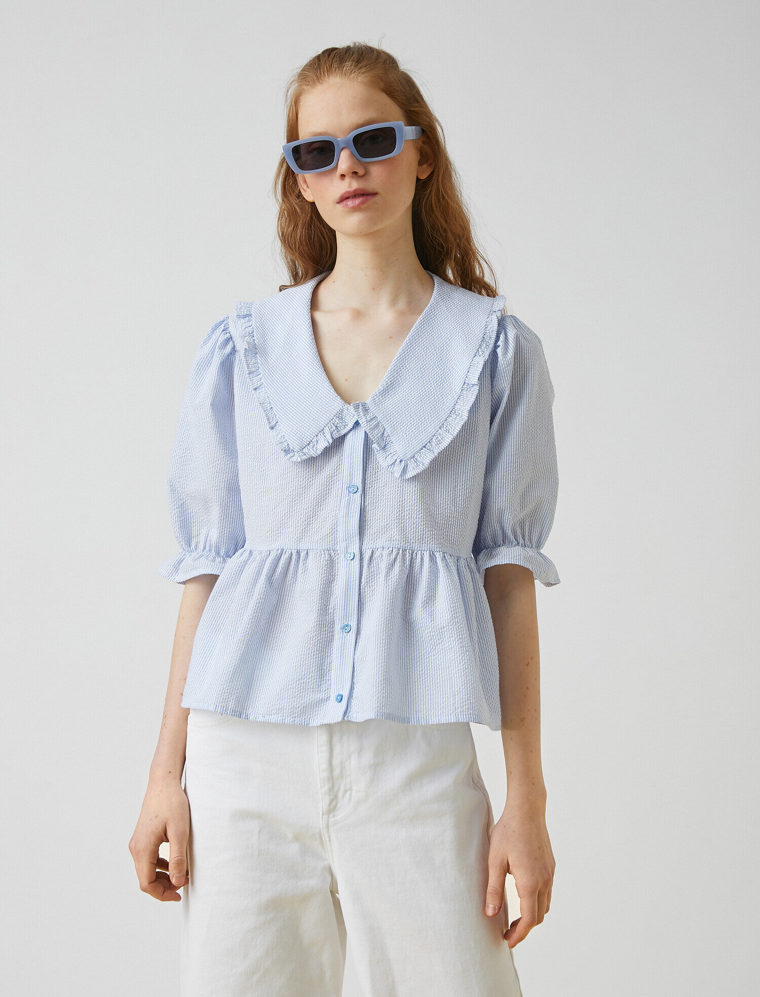   Bebe Yaka Kısa Kollu Bluz