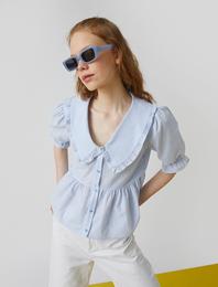 Bebe Yaka Kısa Kollu Bluz