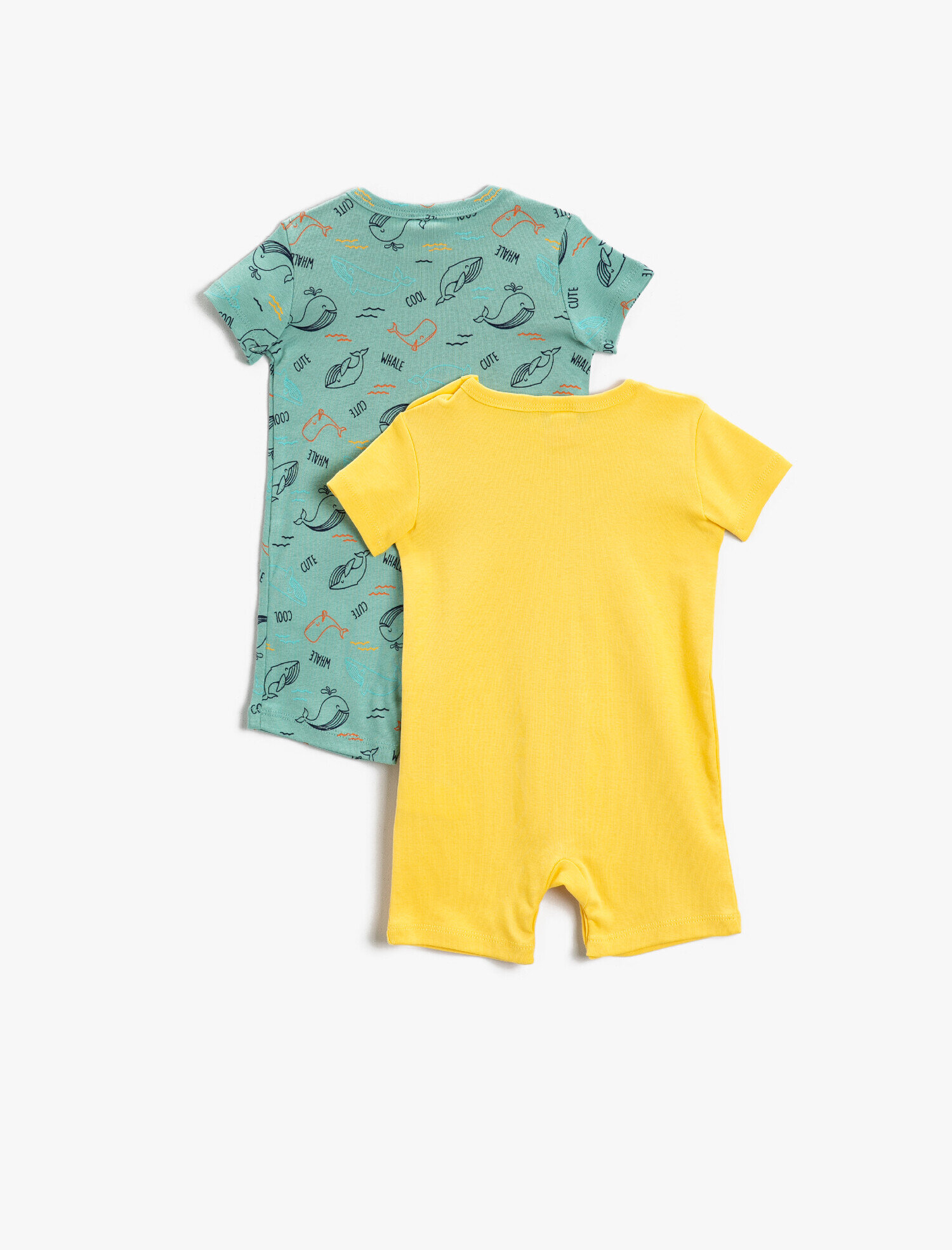  Erkek Bebek 2'li Baskılı Çıtçıtlı Tulum Seti Pamuklu