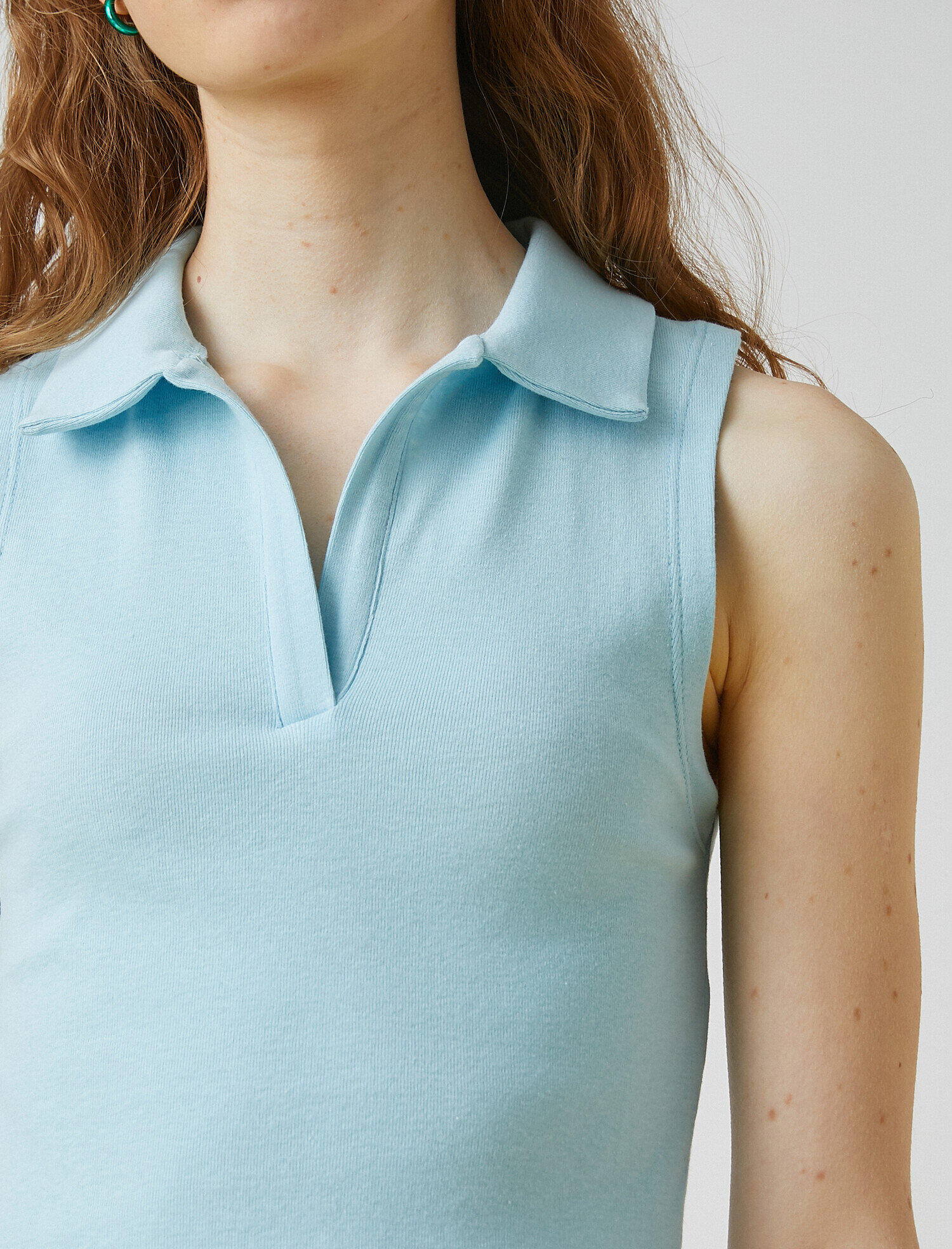   Polo Yaka Kolsuz Pamuklu Crop Atlet