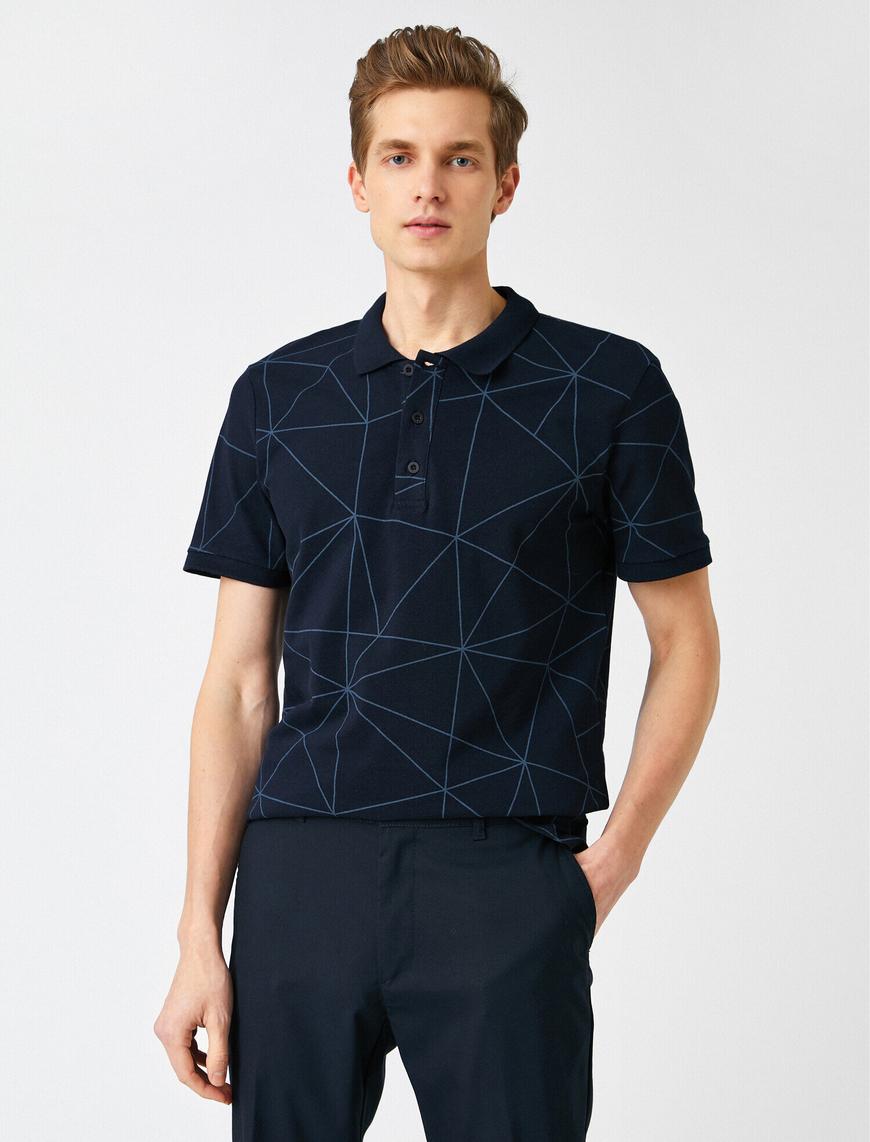   Geometrik Desenli Polo Yaka Tişört