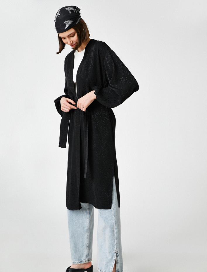  Uzun Kollu Beli Bağlamalı Kimono