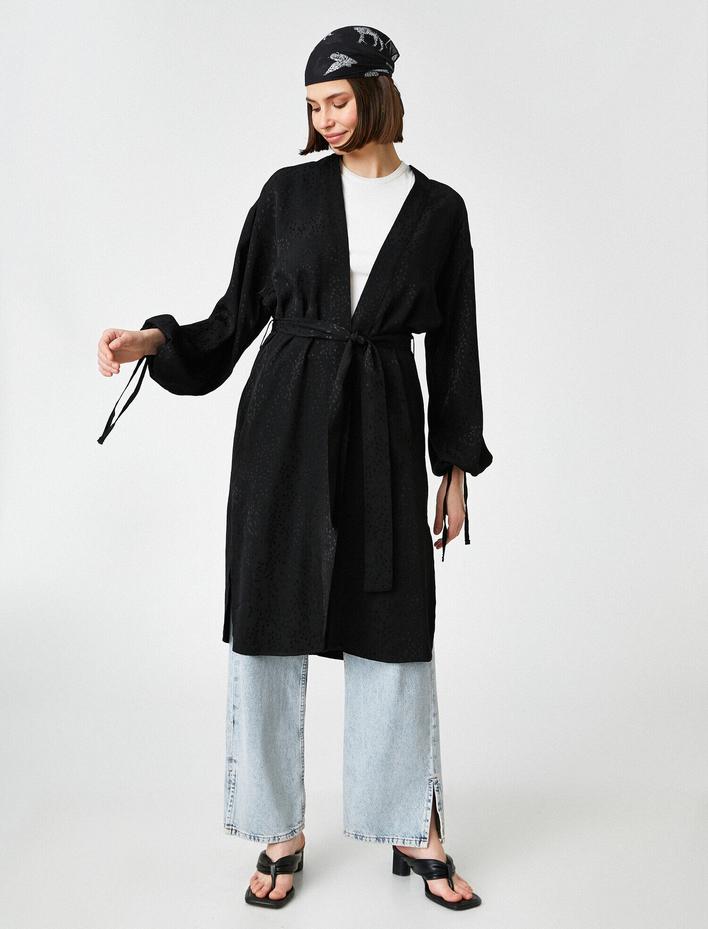  Uzun Kollu Beli Bağlamalı Kimono
