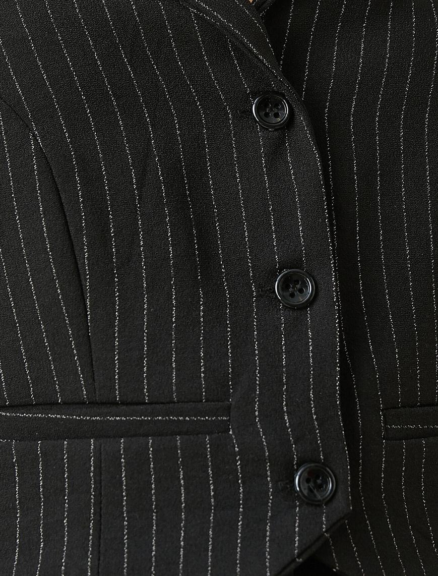   Halter Blazer Ceket Yaka Yelek Görünümlü Crop Atlet