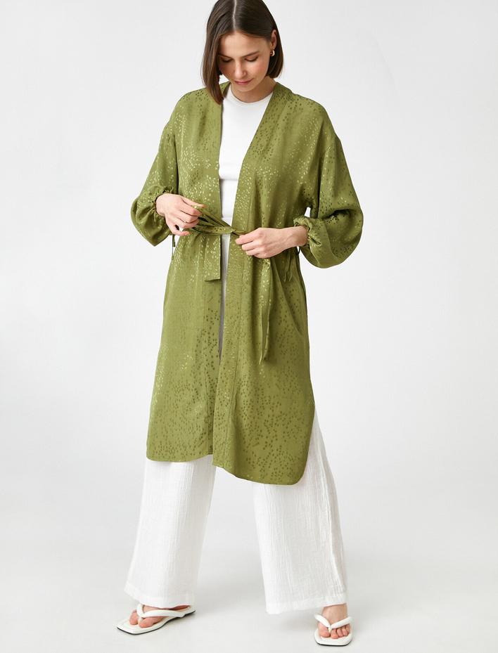  Uzun Kollu Beli Bağlamalı Kimono