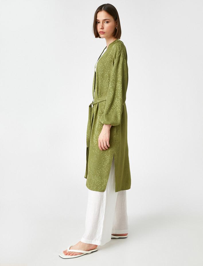  Uzun Kollu Beli Bağlamalı Kimono