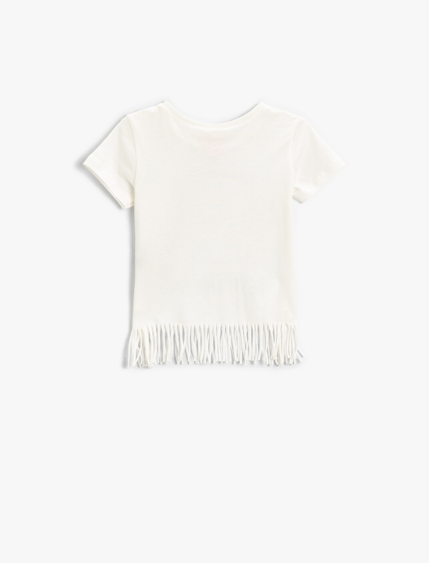  Kız Bebek Püsküllü Tişört Pamuklu Flamingo Aplike Detaylı Bisiklet Yaka Kısa Kollu