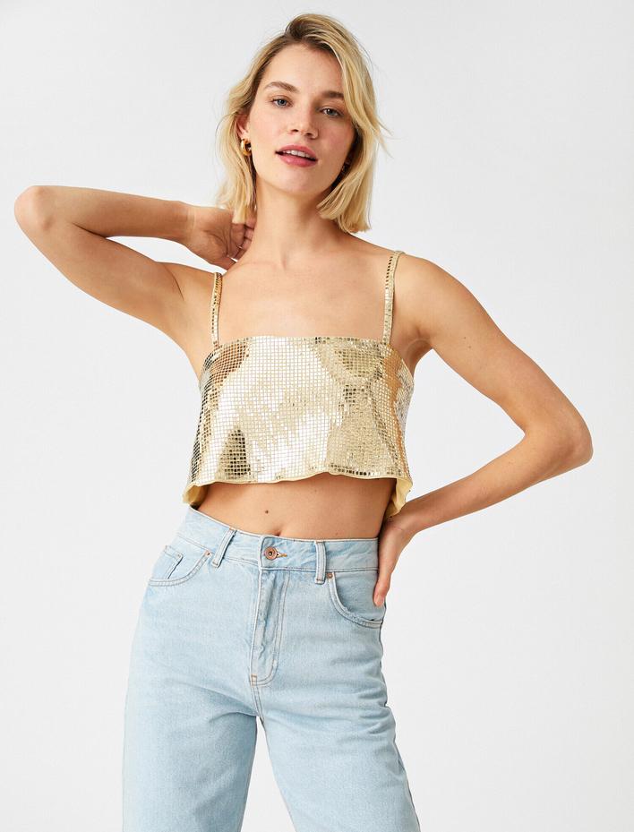  Payetli Abiye Büstiyer Askılı Sırt Detaylı