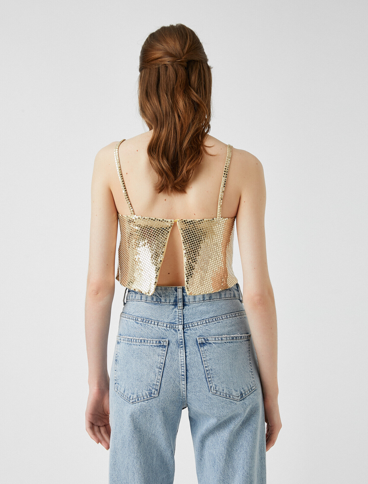   Payetli Abiye Büstiyer Askılı Sırt Detaylı