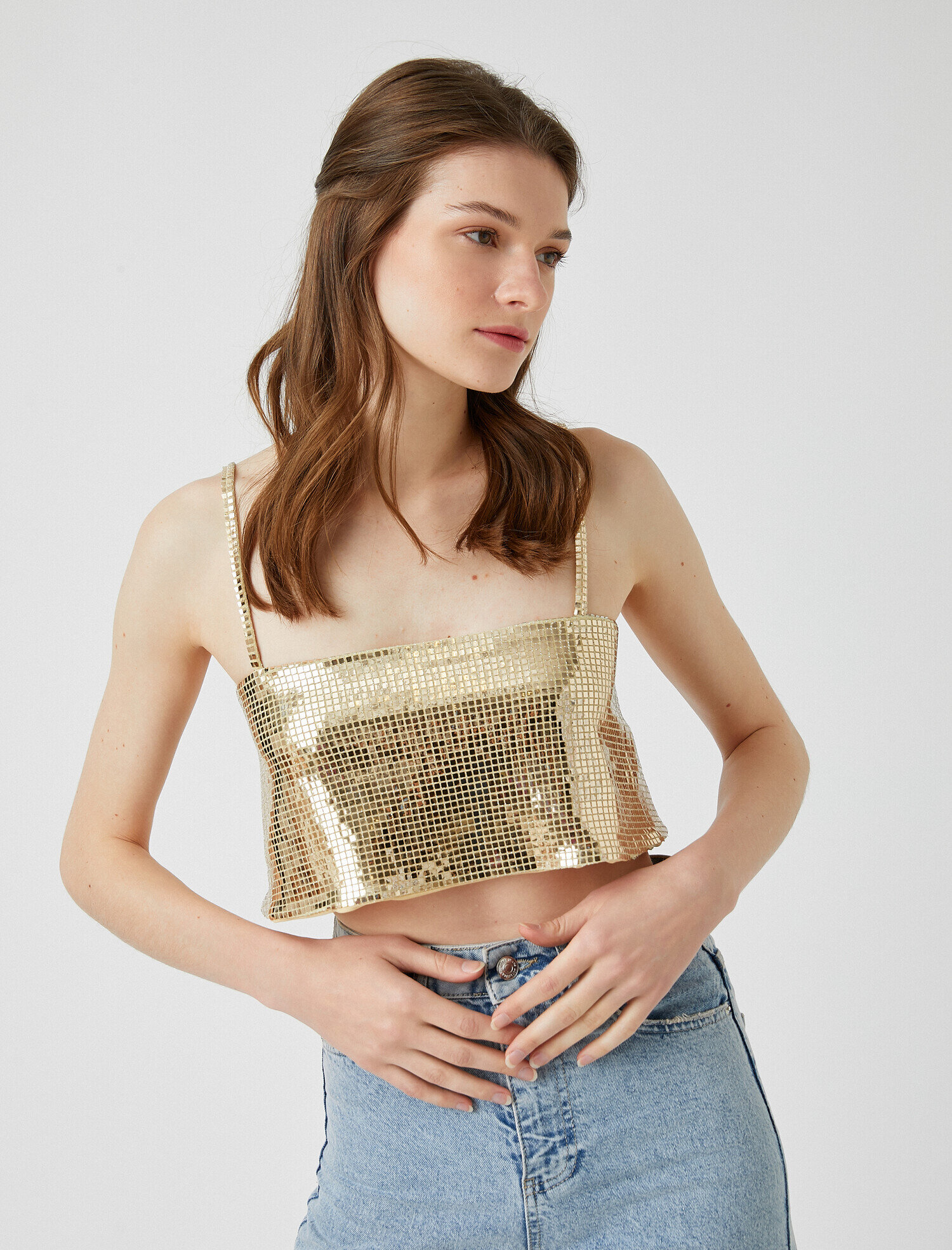   Payetli Abiye Büstiyer Askılı Sırt Detaylı