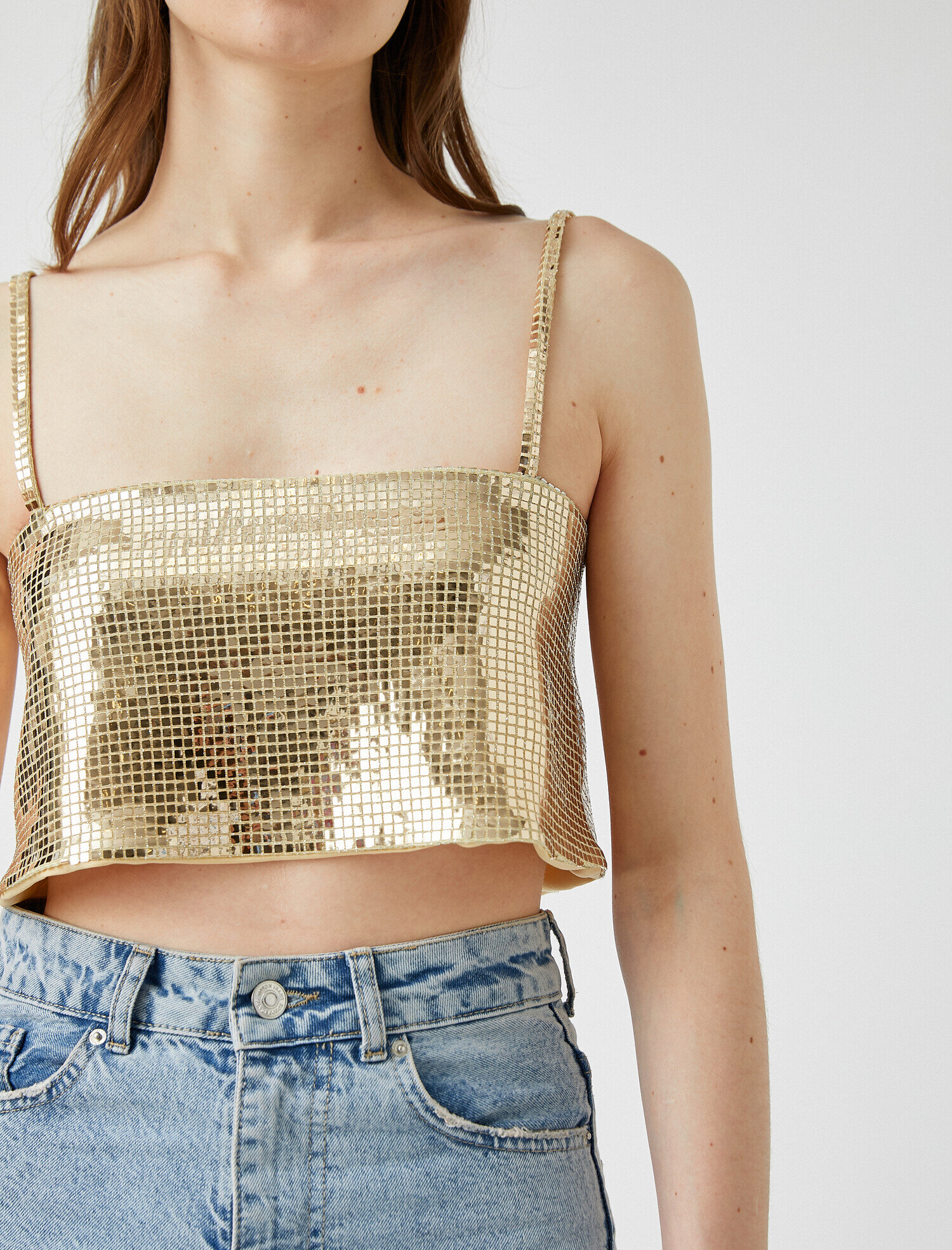   Payetli Abiye Büstiyer Askılı Sırt Detaylı