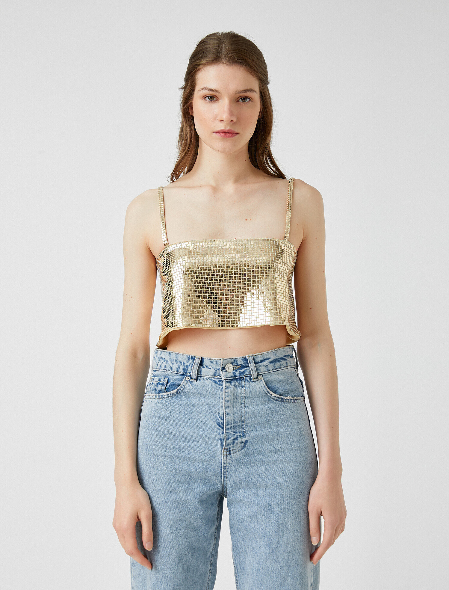   Payetli Abiye Büstiyer Askılı Sırt Detaylı