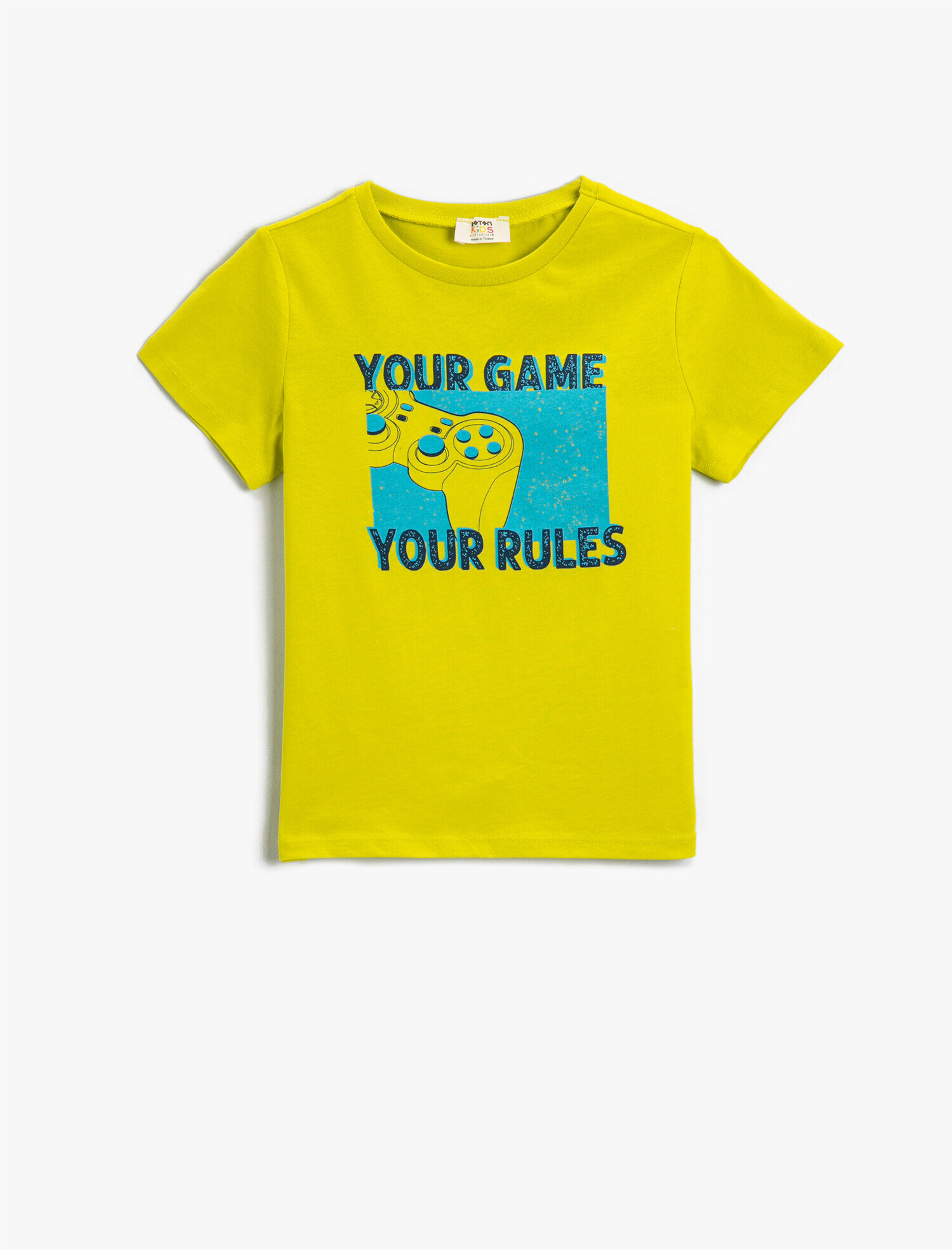  Erkek Çocuk Slogan Baskılı Tişört Bisiklet Yaka Kısa Kollu Pamuklu