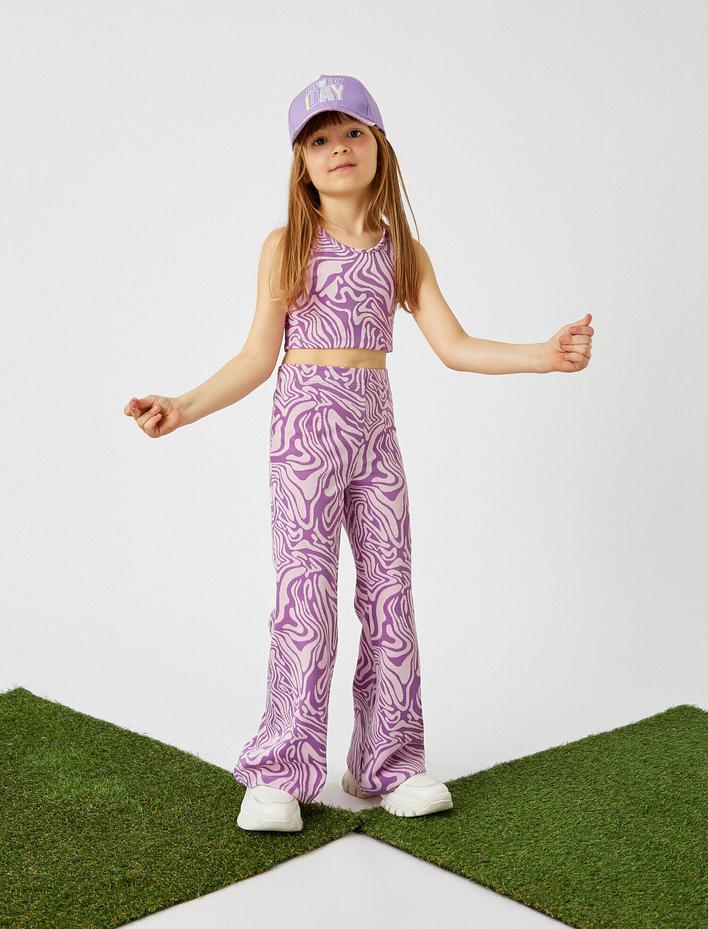 Kız Çocuk İspanyol Paça Pantolon Desenli