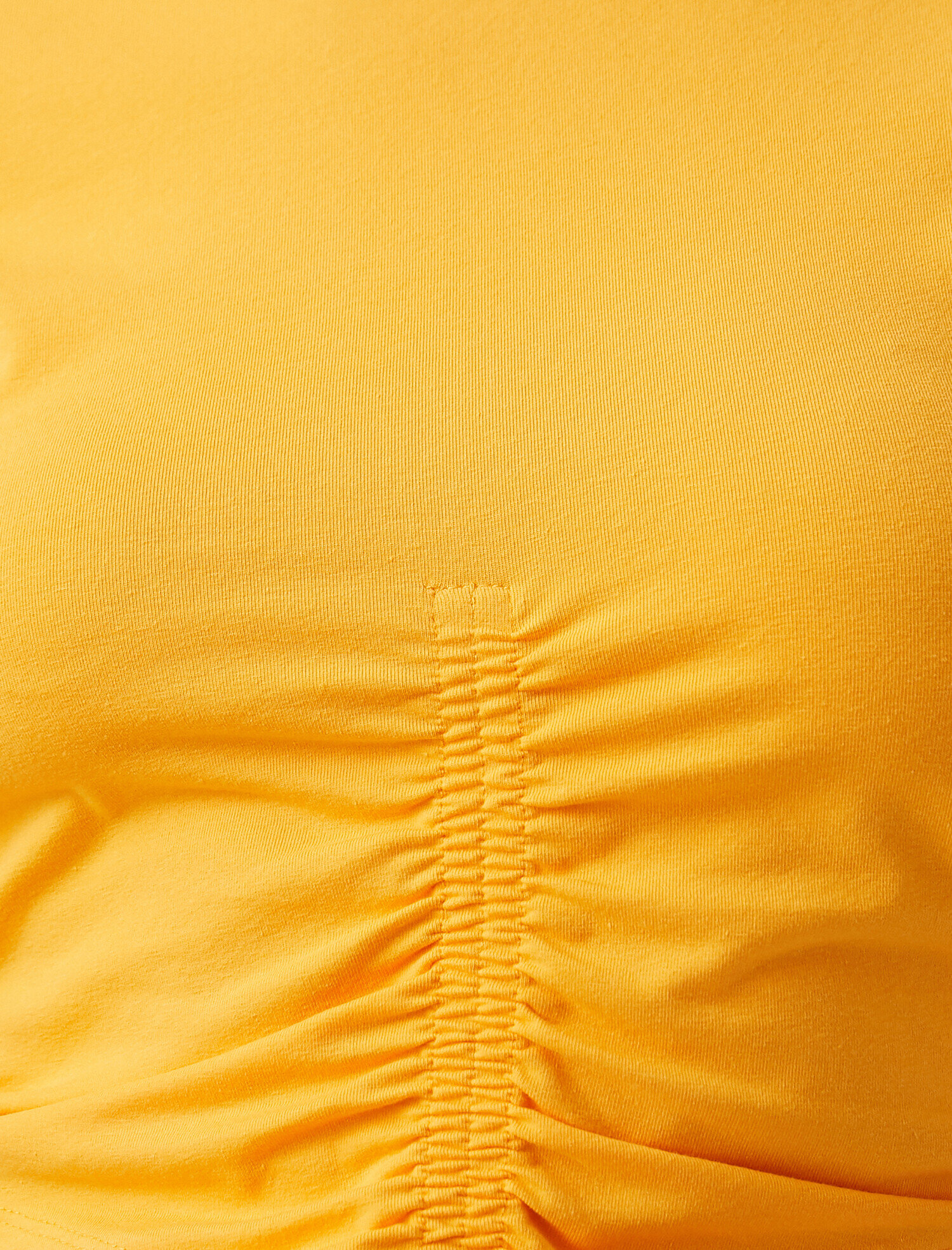   Crop Bisiklet Yaka Büzgü Detaylı Kısa Kollu Tişört Pamuklu