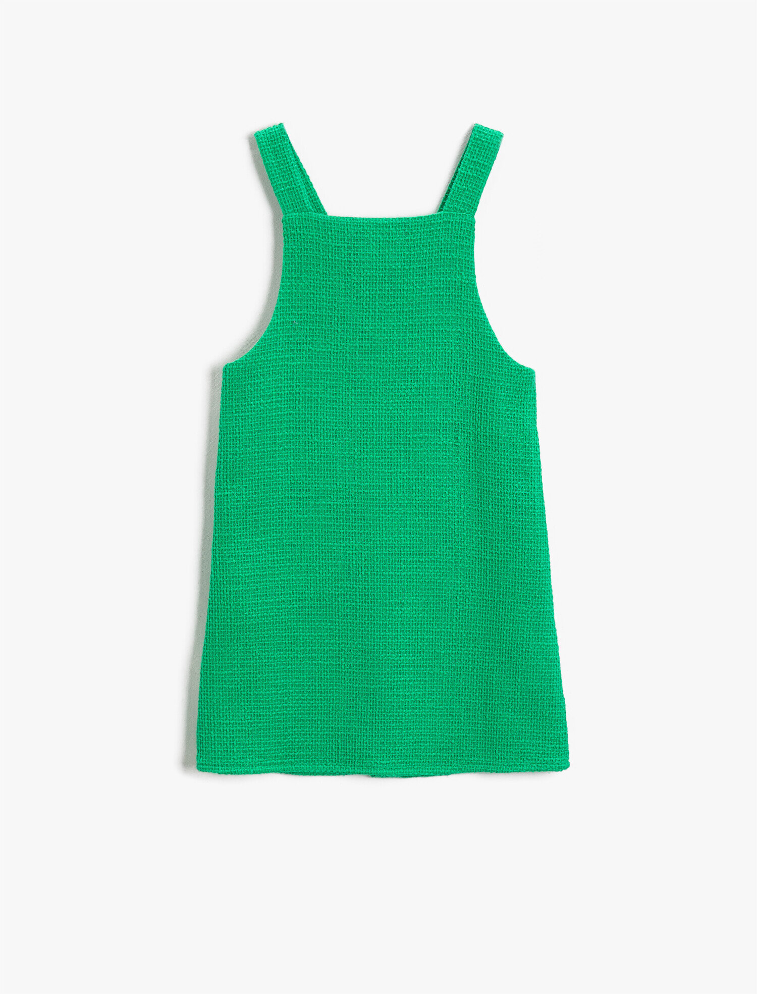  Kız Çocuk Elbise Jile Cep Detaylı Pamuklu Askılı Düğmeli