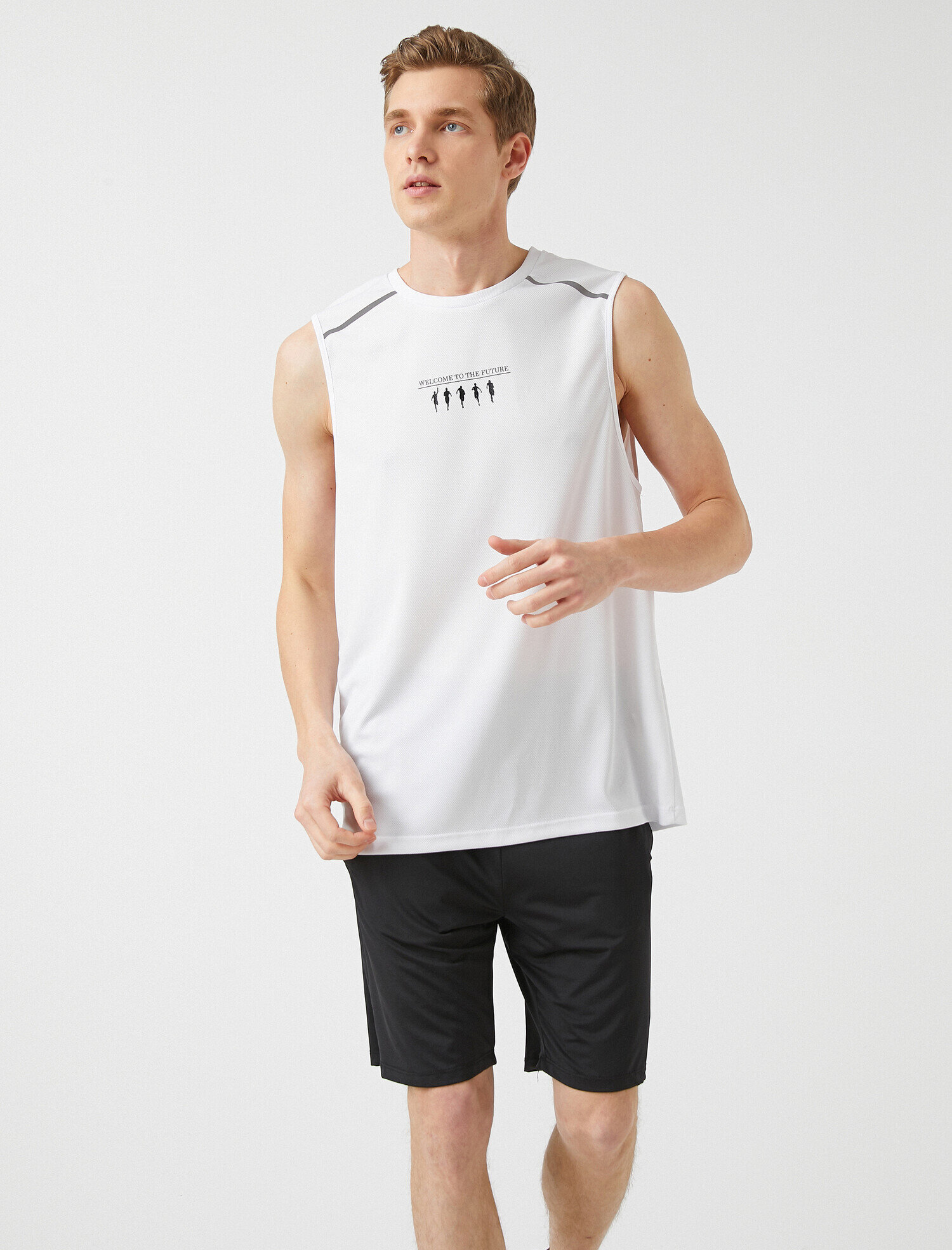   Slogan Baskılı Atlet Bisiklet Yaka