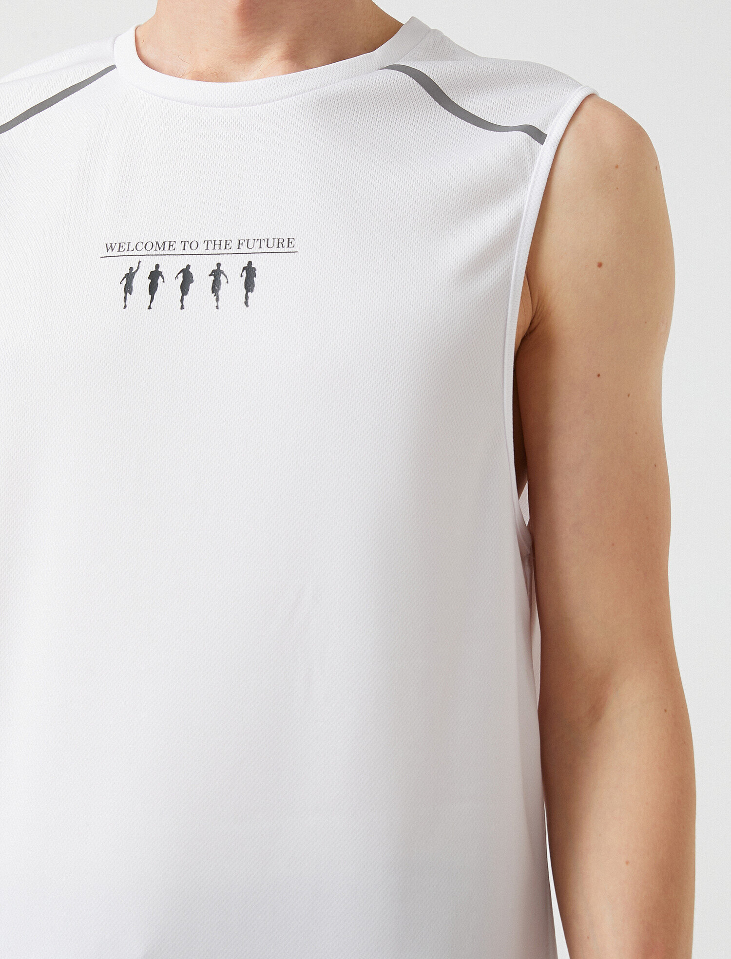   Slogan Baskılı Atlet Bisiklet Yaka