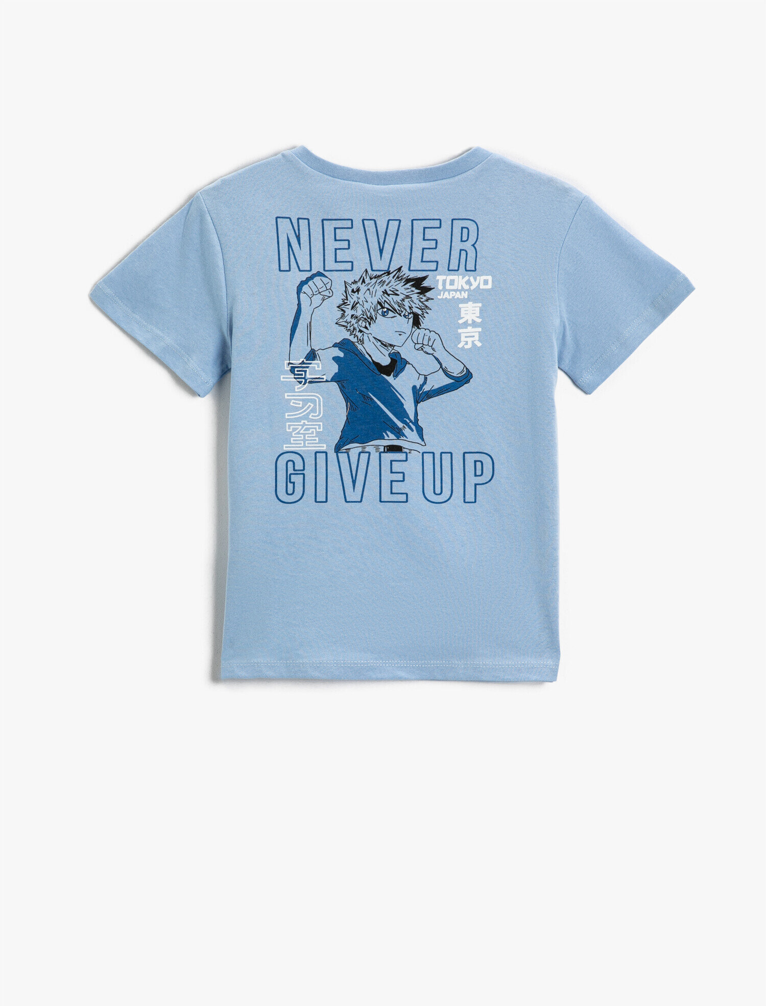  Erkek Çocuk Manga Baskılı Kısa Kollu Tişört Pamuklu