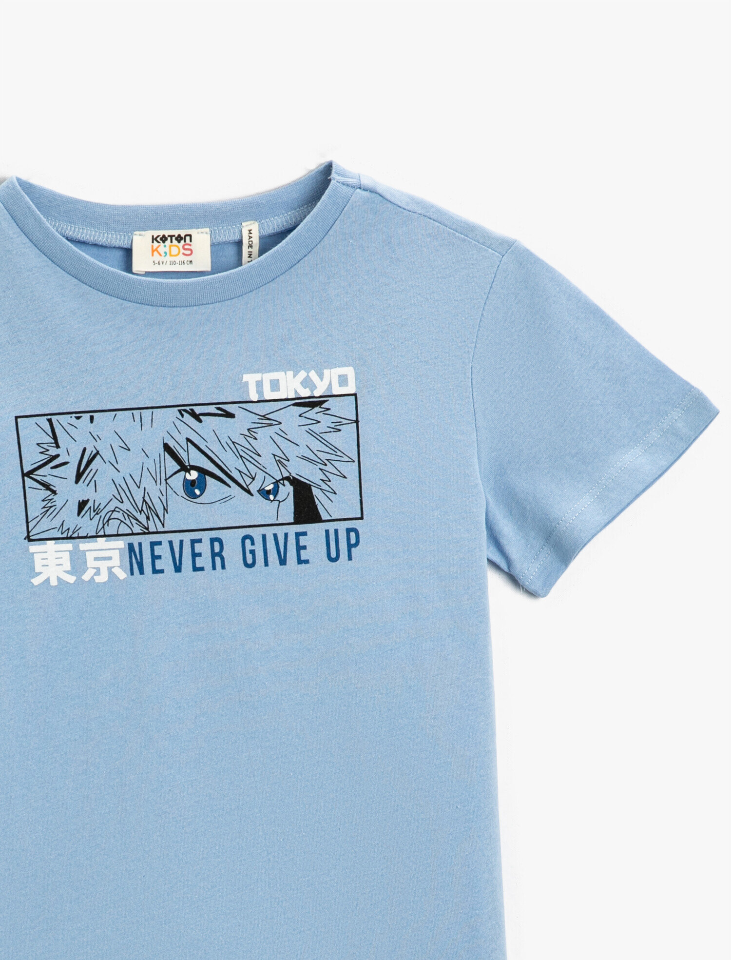  Erkek Çocuk Manga Baskılı Kısa Kollu Tişört Pamuklu