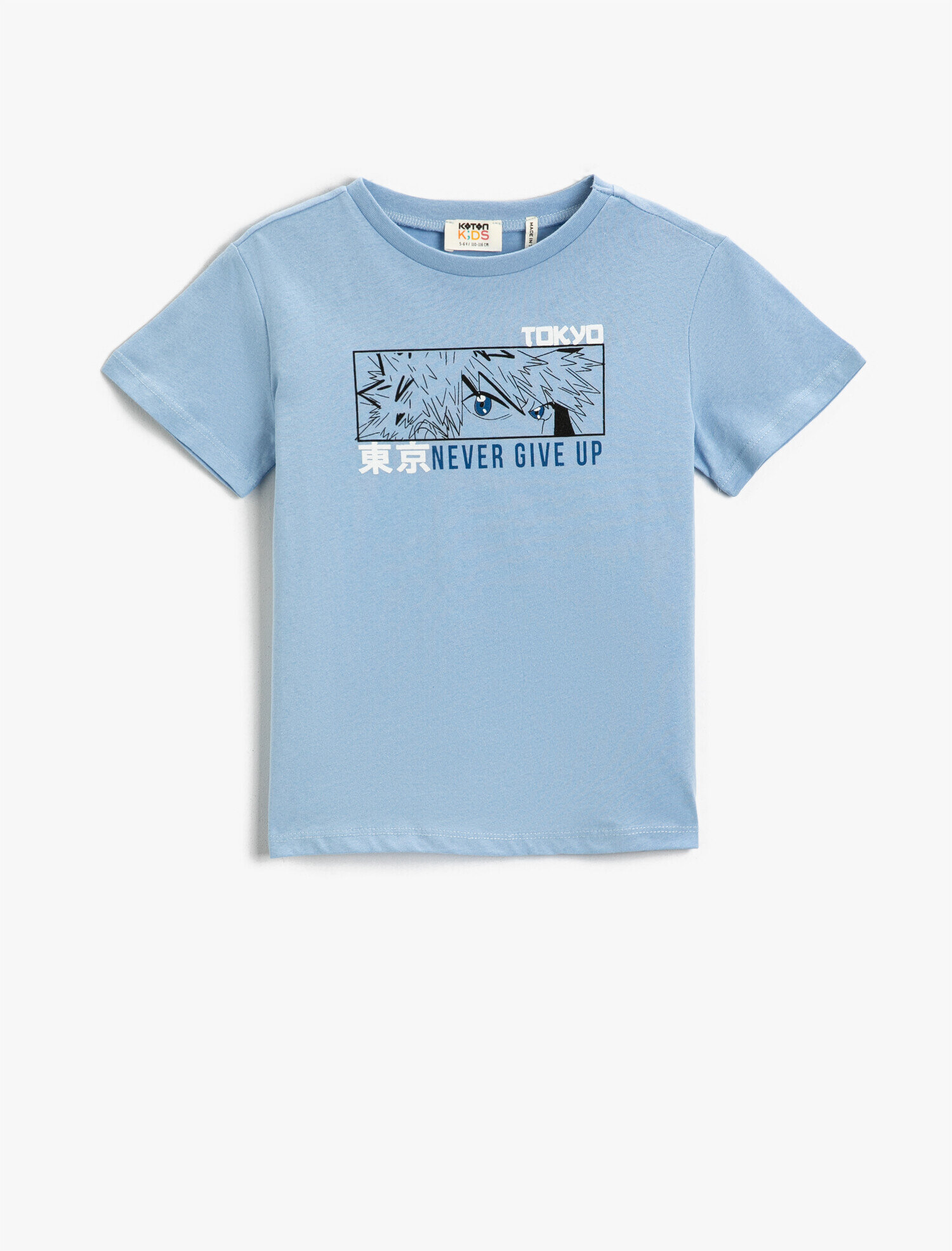  Erkek Çocuk Manga Baskılı Kısa Kollu Tişört Pamuklu