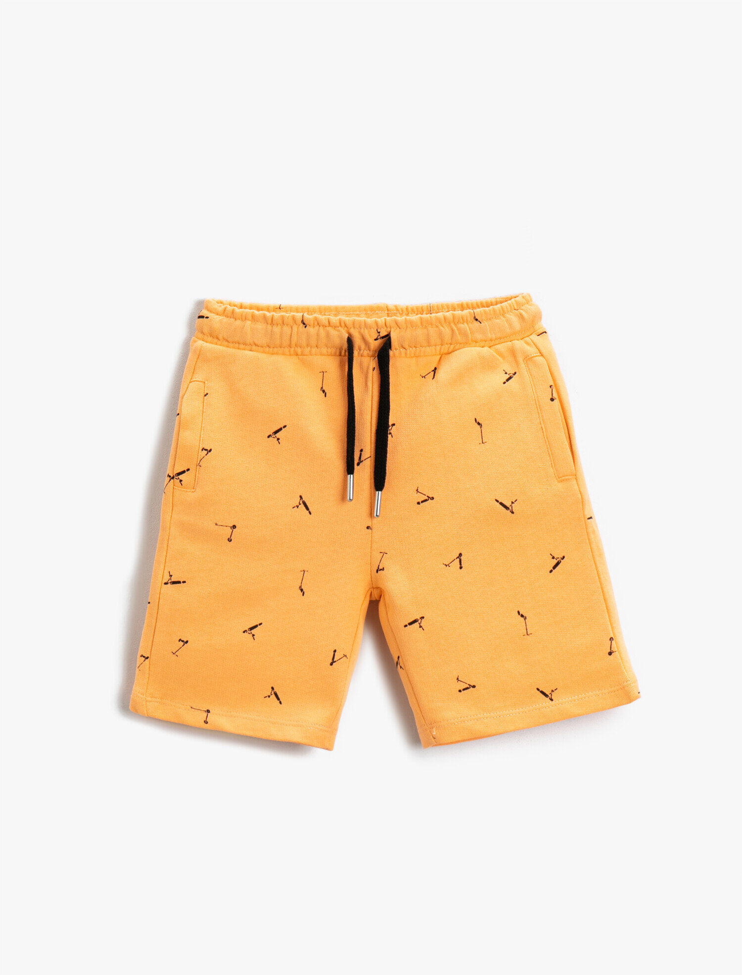 Erkek Çocuk Beli Lastikli İpli Baskılı Şort Cepli Pamuklu