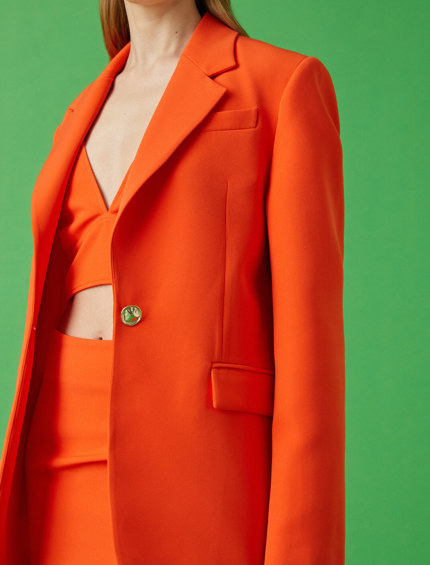   Metal Düğmeli Cep Detaylı Blazer Ceket