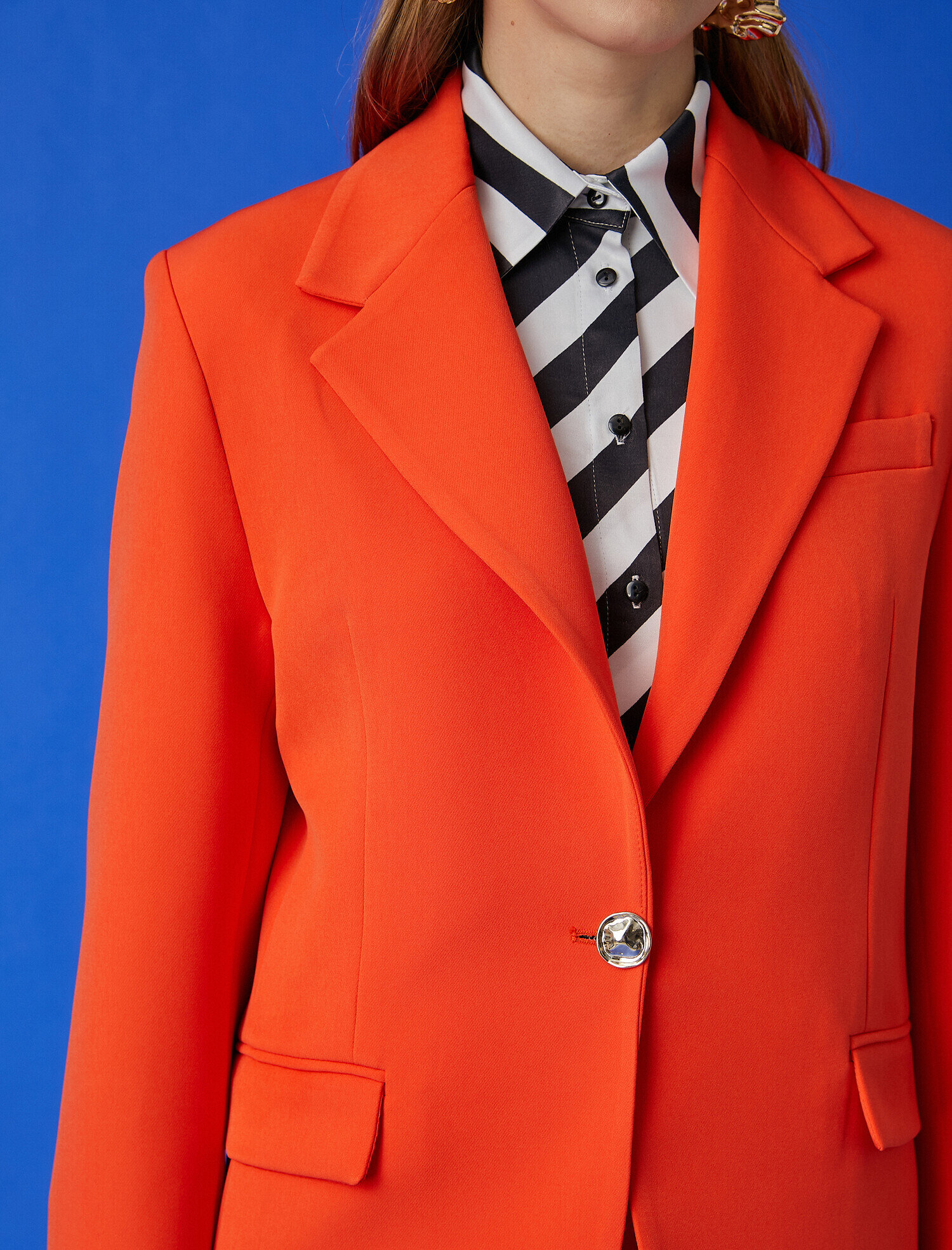   Metal Düğmeli Cep Detaylı Blazer Ceket