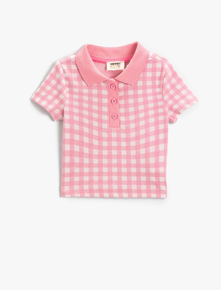  Kız Çocuk Polo Yaka Crop Tişört
