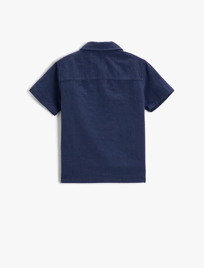 Erkek Çocuk Kısa Kollu Gömlek Düğmeli Cep Detaylı Pamuklu