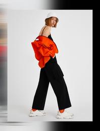 Geniş Paça Cepli Yüksek Bel Pantolon