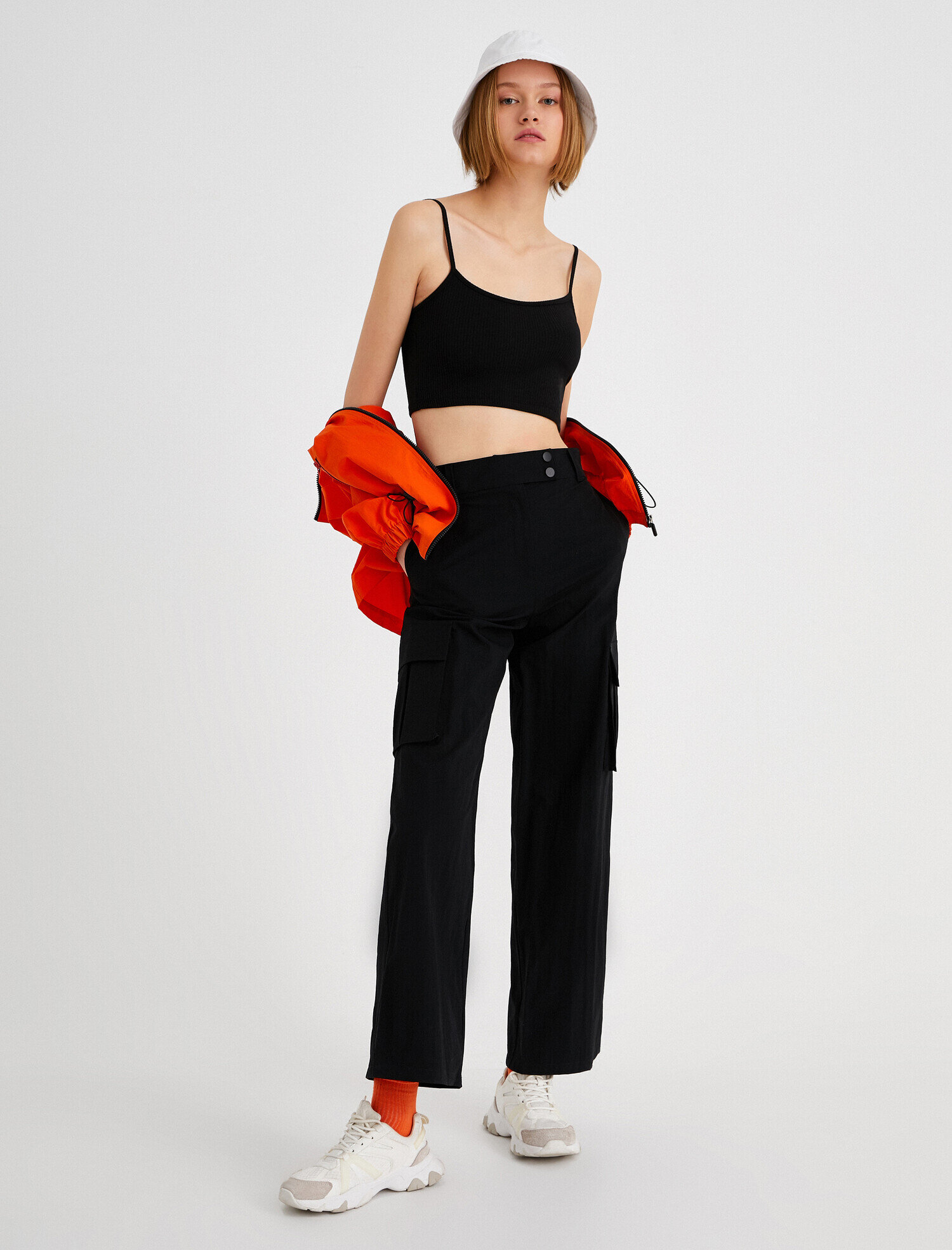   Geniş Paça Cepli Yüksek Bel Pantolon