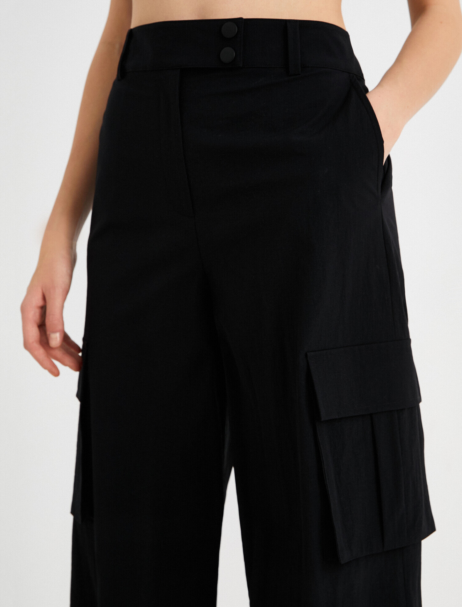   Geniş Paça Cepli Yüksek Bel Pantolon