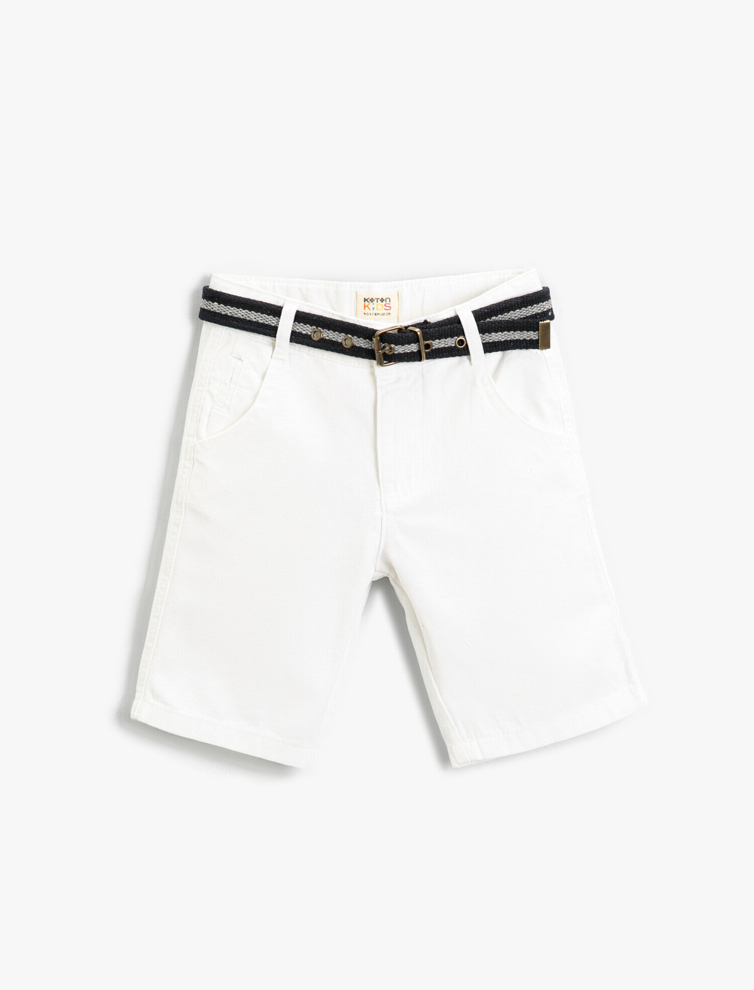  Erkek Çocuk Slim Kemerli Şort Cepli Beli Lastik Detaylı Diz Üstü Pamuklu