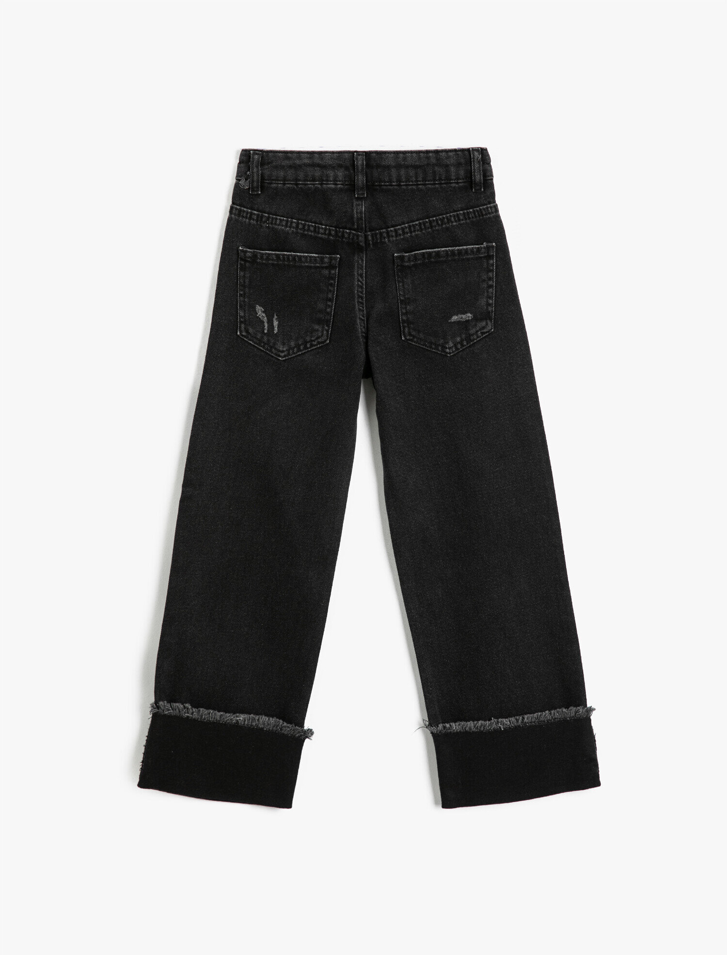  Kız Çocuk Kot Pantolon Destroylu Geniş Paça Pamuklu - Boyfriend Jean