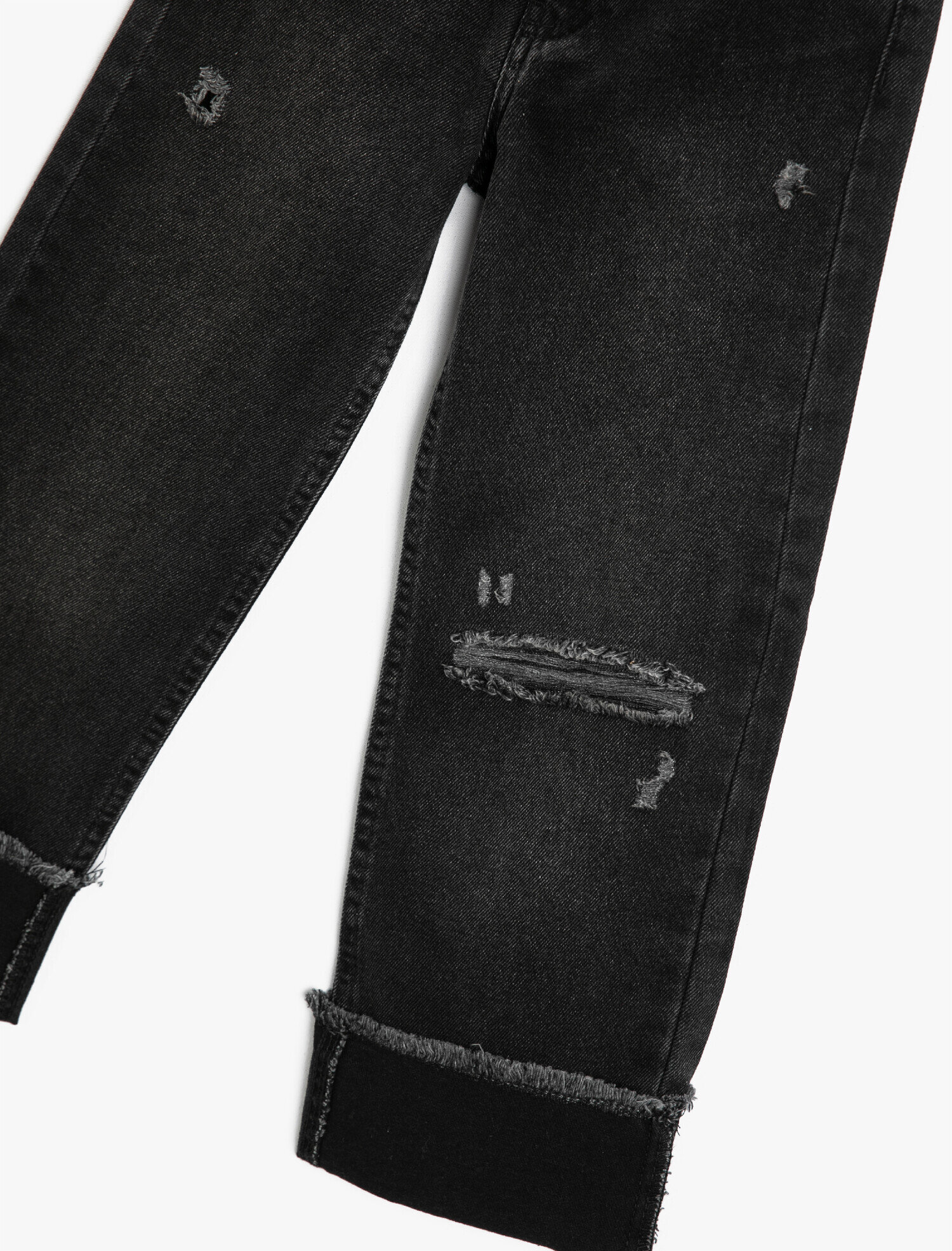  Kız Çocuk Kot Pantolon Destroylu Geniş Paça Pamuklu - Boyfriend Jean