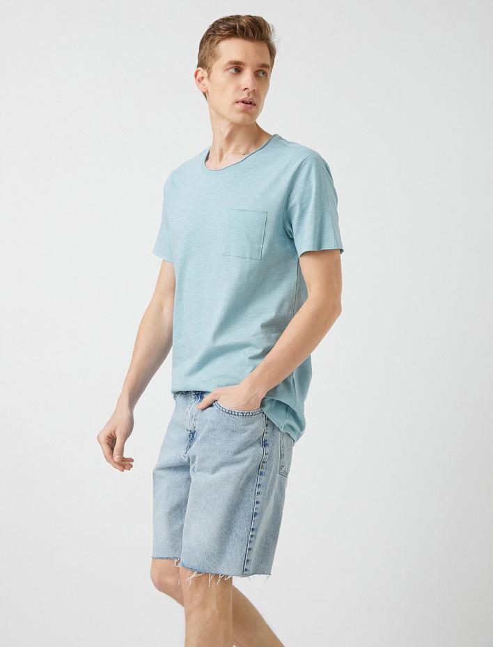  Slim Fit Cepli Basic Tişört